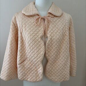 Vintage 1950s Barbizon Puffett Satin Bed Jacket Size 16 Peach Satin Quilted